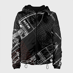 Куртка с капюшоном женская Чертеж ракеты, цвет: 3D-черный