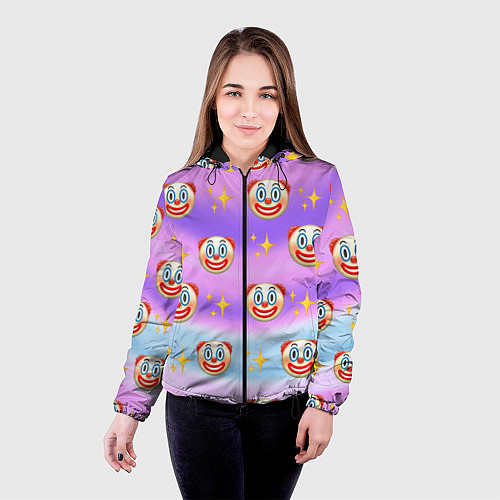 Женская куртка Узор с Клоунами / 3D-Черный – фото 4