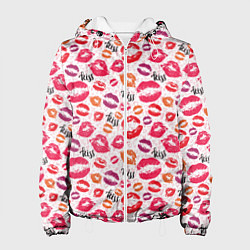 Куртка с капюшоном женская Поцелуи - kiss, цвет: 3D-белый