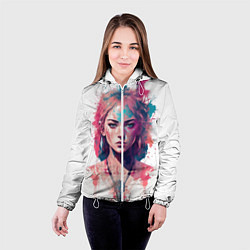 Куртка с капюшоном женская Девушка акварельные краски, цвет: 3D-белый — фото 2