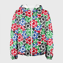 Куртка с капюшоном женская Фишки, Ставки, Покер, цвет: 3D-белый