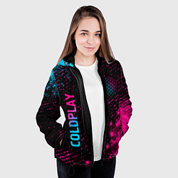 Куртка с капюшоном женская Coldplay - neon gradient: надпись, символ, цвет: 3D-черный — фото 2