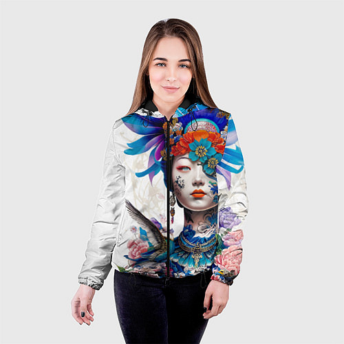 Женская куртка Japanese girl - irezumi - tattoo / 3D-Черный – фото 4