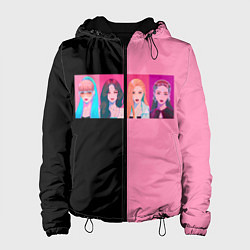 Куртка с капюшоном женская Группа Black pink на черно-розовом фоне, цвет: 3D-черный
