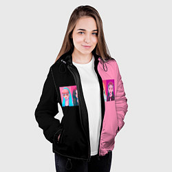 Куртка с капюшоном женская Группа Black pink на черно-розовом фоне, цвет: 3D-черный — фото 2