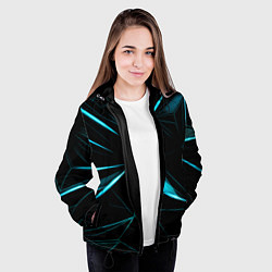 Куртка с капюшоном женская Light blue hexagon, цвет: 3D-черный — фото 2