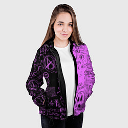 Куртка с капюшоном женская Dead inside purple black, цвет: 3D-черный — фото 2