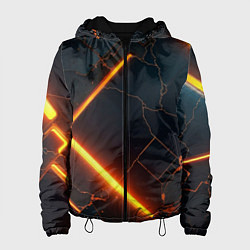 Куртка с капюшоном женская Неоновые разломы - оранжевый, цвет: 3D-черный