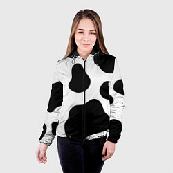 Куртка с капюшоном женская Принт - пятна коровы, цвет: 3D-черный — фото 2