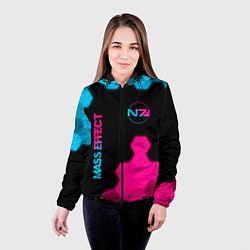 Куртка с капюшоном женская Mass Effect - neon gradient: надпись, символ, цвет: 3D-черный — фото 2