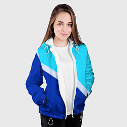 Куртка с капюшоном женская Двуцветный голубой, цвет: 3D-белый — фото 2