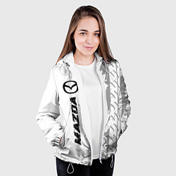 Куртка с капюшоном женская Mazda speed на светлом фоне со следами шин: по-вер, цвет: 3D-белый — фото 2