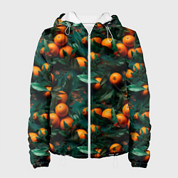 Куртка с капюшоном женская Яркие апельсины, цвет: 3D-белый
