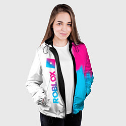 Куртка с капюшоном женская Roblox neon gradient style: по-вертикали, цвет: 3D-черный — фото 2
