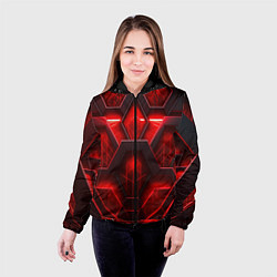 Куртка с капюшоном женская Red space abstract, цвет: 3D-черный — фото 2