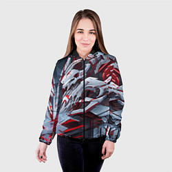 Куртка с капюшоном женская Череп киберпанк, цвет: 3D-черный — фото 2