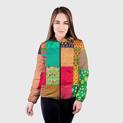 Куртка с капюшоном женская Кусочки материи, цвет: 3D-черный — фото 2