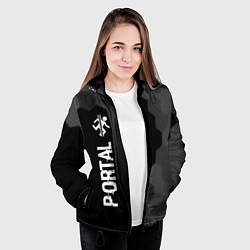 Куртка с капюшоном женская Portal glitch на темном фоне: по-вертикали, цвет: 3D-черный — фото 2