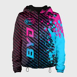 Куртка с капюшоном женская BYD - neon gradient: по-вертикали, цвет: 3D-черный