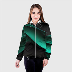 Куртка с капюшоном женская Абстрактная зеленая текстура, цвет: 3D-белый — фото 2