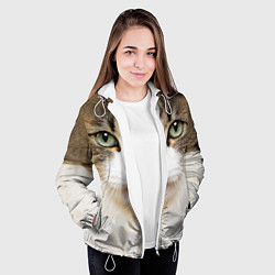 Куртка с капюшоном женская Кошка показывает язык, цвет: 3D-белый — фото 2