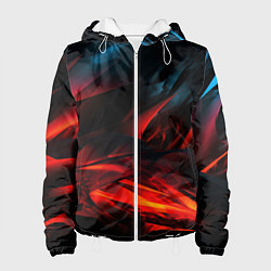 Куртка с капюшоном женская Red black abstract, цвет: 3D-белый