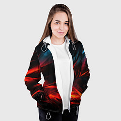 Куртка с капюшоном женская Red black abstract, цвет: 3D-белый — фото 2