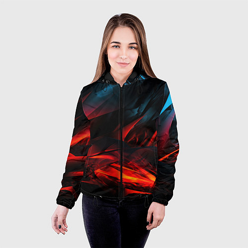 Женская куртка Red black abstract / 3D-Черный – фото 4