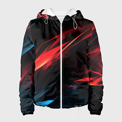 Куртка с капюшоном женская Red black abstract, цвет: 3D-белый