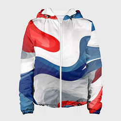 Куртка с капюшоном женская Абстракция в цветах флага России, цвет: 3D-белый