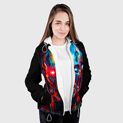 Куртка с капюшоном женская AI Робот digital pop-art, цвет: 3D-белый — фото 2