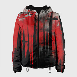 Куртка с капюшоном женская Черная белая и красная краска, цвет: 3D-черный