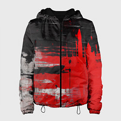 Куртка с капюшоном женская Черный белый красный цвет, цвет: 3D-черный