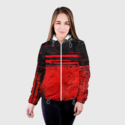 Куртка с капюшоном женская Black red texture, цвет: 3D-белый — фото 2