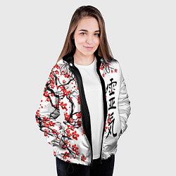 Куртка с капюшоном женская Цветущее дерево сакуры, цвет: 3D-черный — фото 2