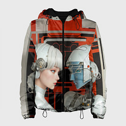 Куртка с капюшоном женская Футуристические андроиды, цвет: 3D-черный