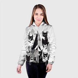 Куртка с капюшоном женская Абстрактные коты, цвет: 3D-белый — фото 2