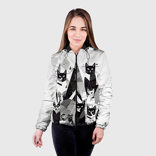 Женская куртка Абстрактные коты / 3D-Черный – фото 4