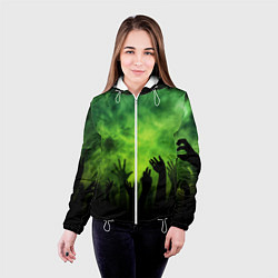 Куртка с капюшоном женская Зомби вечеринка, цвет: 3D-белый — фото 2