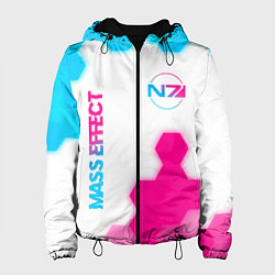 Куртка с капюшоном женская Mass Effect neon gradient style: надпись, символ, цвет: 3D-черный