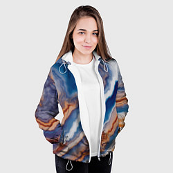 Куртка с капюшоном женская Волнистая разноцветная яшма, цвет: 3D-белый — фото 2
