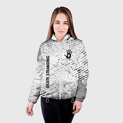 Куртка с капюшоном женская Death Stranding glitch на светлом фоне: надпись, с, цвет: 3D-белый — фото 2