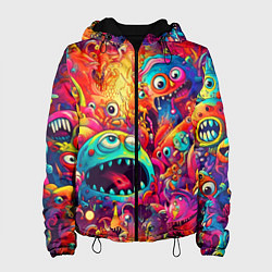 Куртка с капюшоном женская Кислотные чудики, цвет: 3D-черный