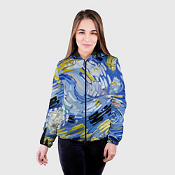 Куртка с капюшоном женская Облака в стиле Ван Гога, цвет: 3D-черный — фото 2