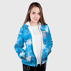 Куртка с капюшоном женская Цветочный паттерн - GTA vice city, цвет: 3D-белый — фото 2