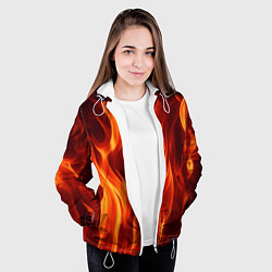 Куртка с капюшоном женская Пламя огня, цвет: 3D-белый — фото 2