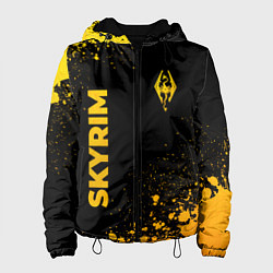 Куртка с капюшоном женская Skyrim - gold gradient: надпись, символ, цвет: 3D-черный