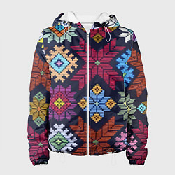 Куртка с капюшоном женская Орнамент удмуртский, цвет: 3D-белый