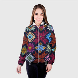 Куртка с капюшоном женская Орнамент удмуртский, цвет: 3D-белый — фото 2
