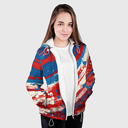 Куртка с капюшоном женская Краски в цветах флага РФ, цвет: 3D-белый — фото 2
